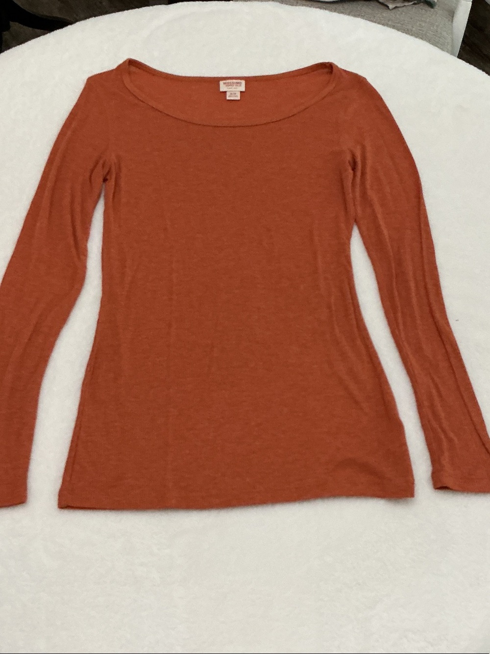 Mossimo Supply Co. Burnt Orange Long Sleeve Scoop Neck Top